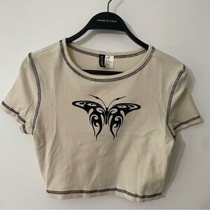 Y2K Princess Tribal Butterfly Crop T Shirt